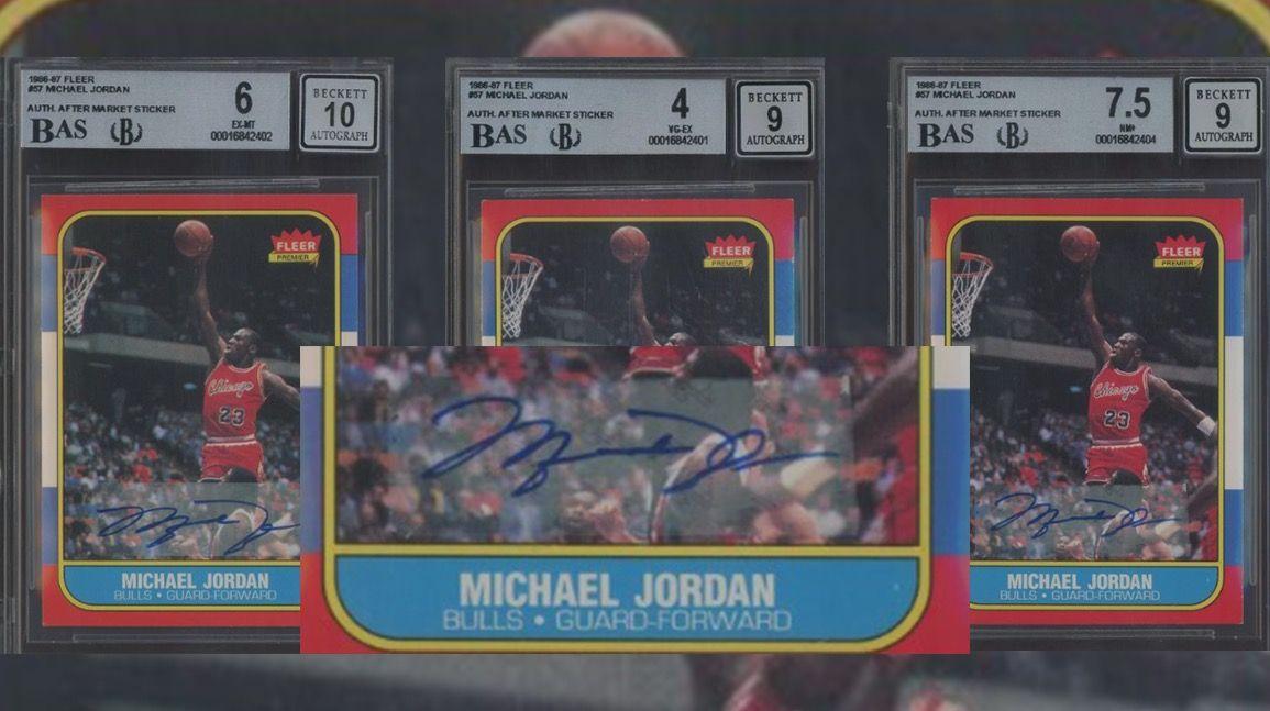 Michael Jordan rookie cards with autographed stickers polarize collectors