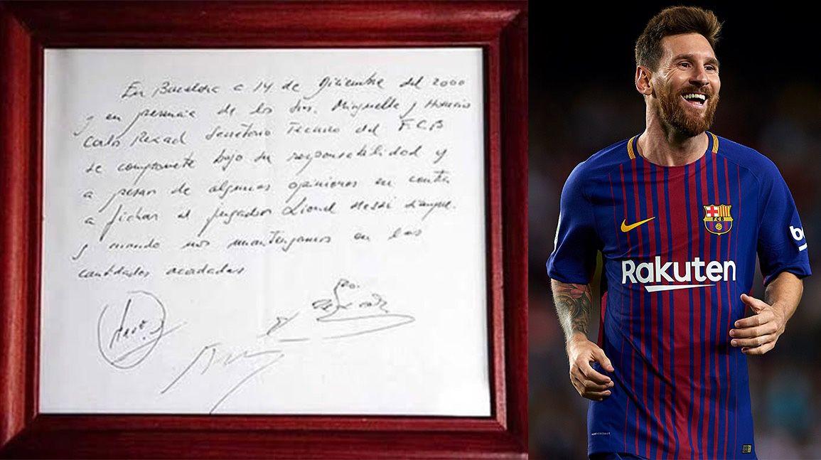 Napkin which brought Messi to Barcelona sells for $964,450