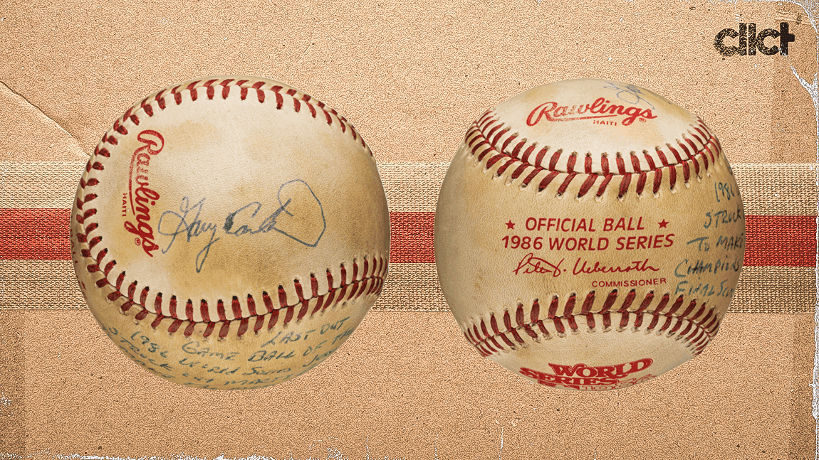 Cover Image for Ball from final out of '86 World Series hits auction block
