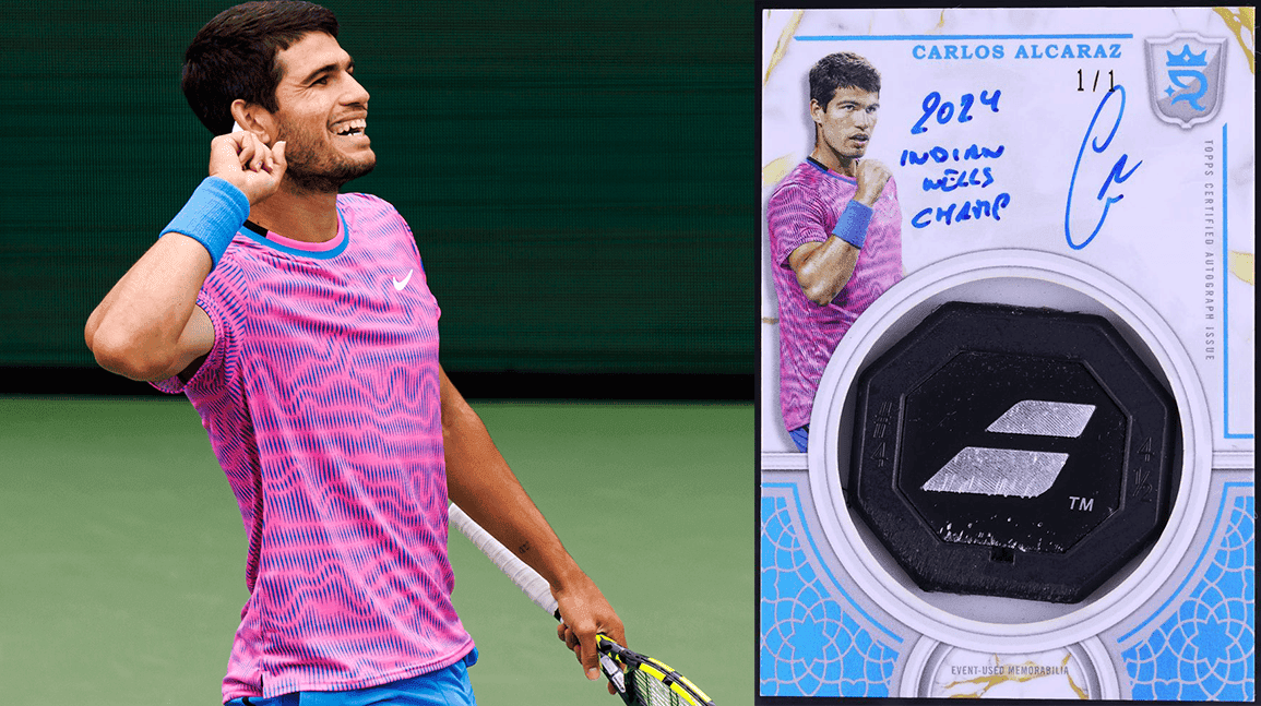 Cover Image for Carlos Alcaraz racket knob 1/1 card sells for record $222k