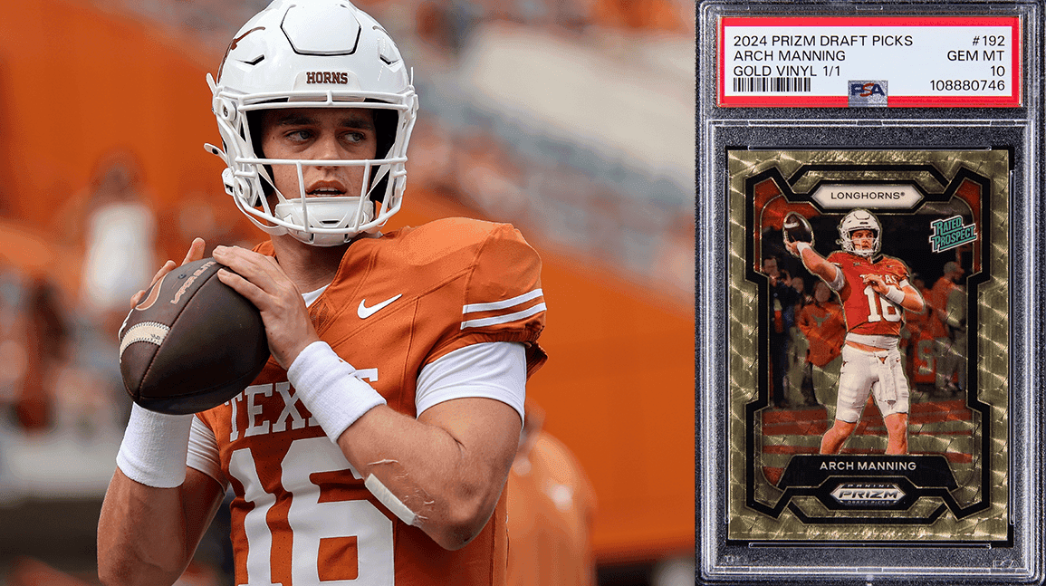 Cover Image for Arch Manning struggles on field, but still sets hobby records