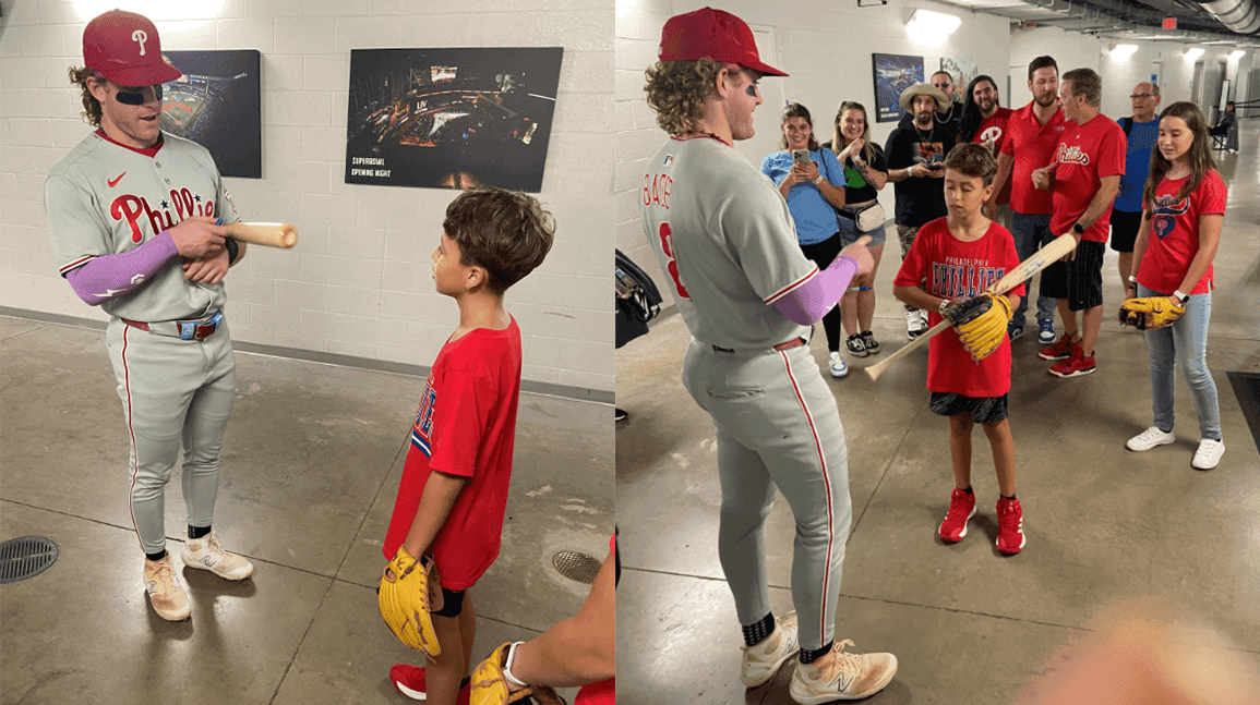 Cover Image for Harrison Bader gifts signed bat to young fan who lost home-run ball
