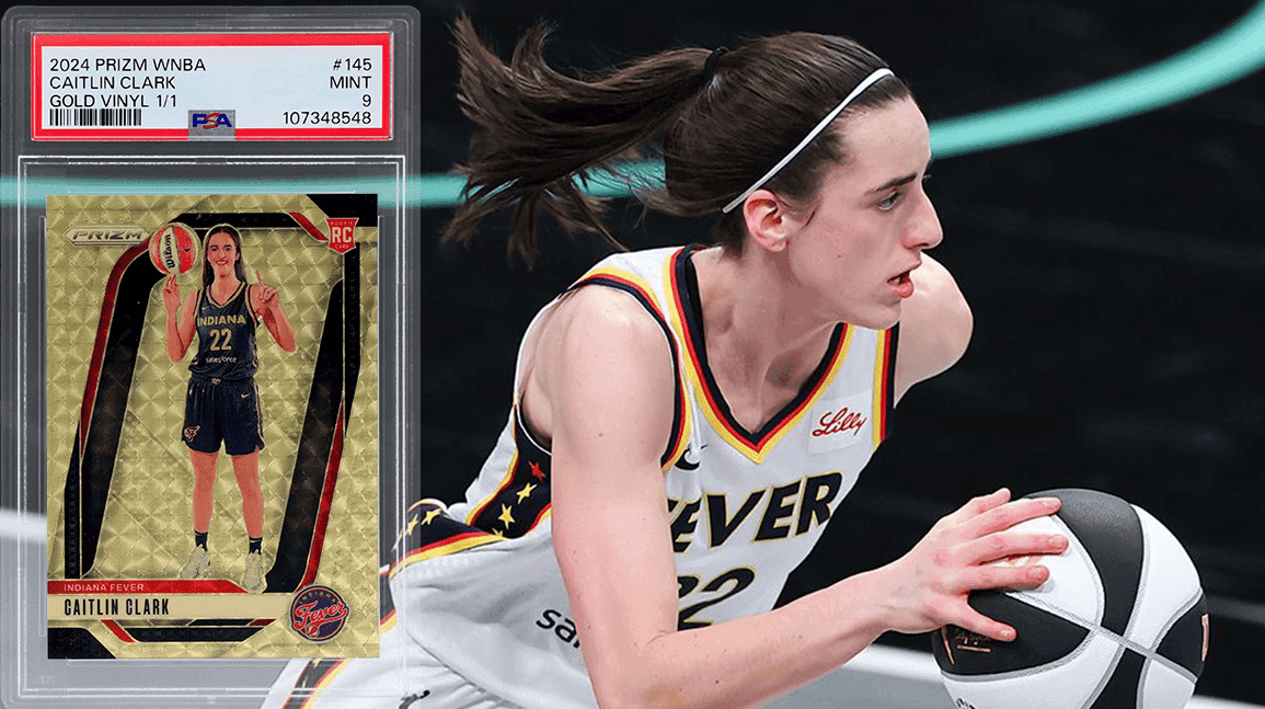 Cover Image for Caitlin Clark Prizm WNBA Gold Vinyl 1/1 card up for auction at Alt