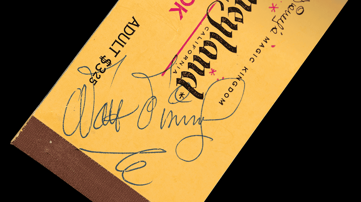 Walt Disney-signed ticket book cover fetches $22k at auction