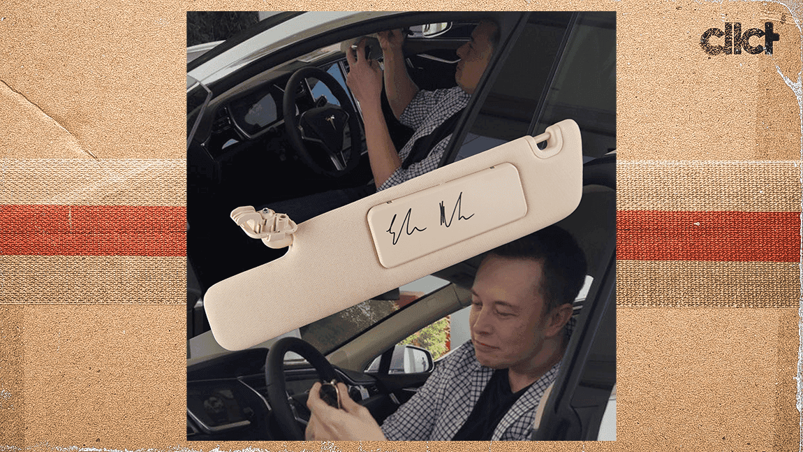 Elon Musk-signed Tesla sun visor sells for over $11k