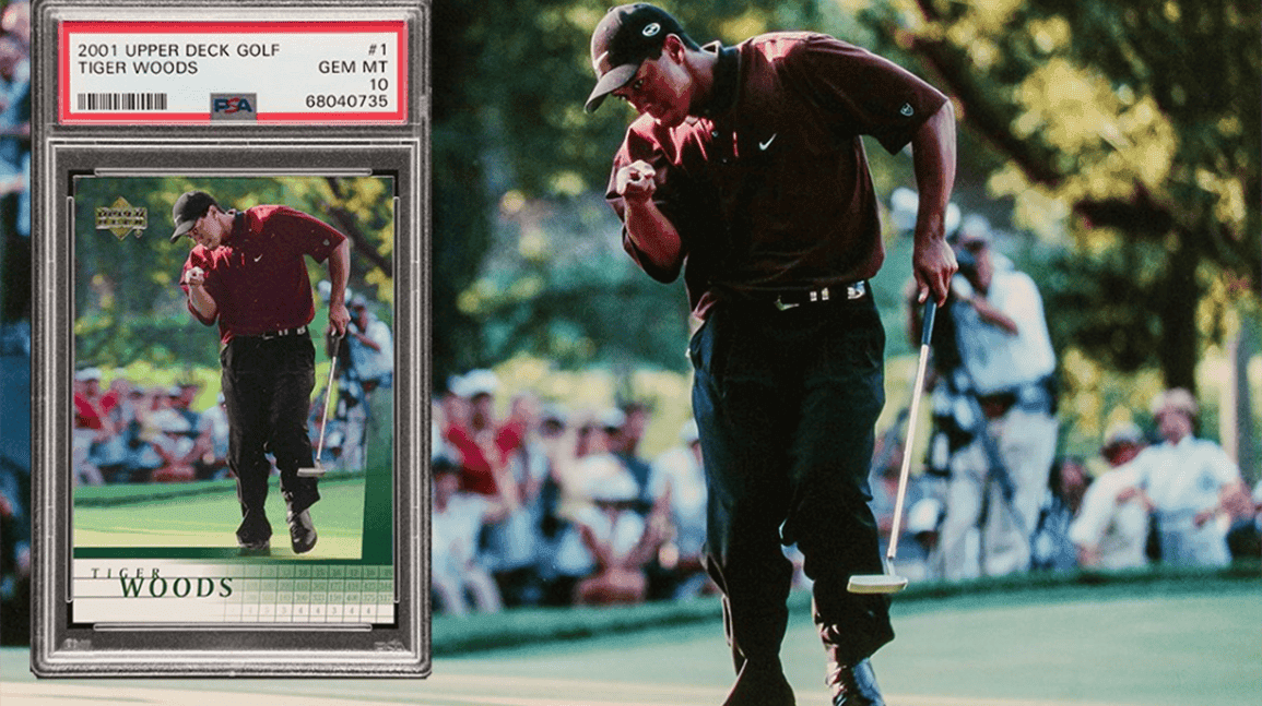 Cover Image for Bought for $75, Type 1 photo was used for Tiger Woods' rookie card