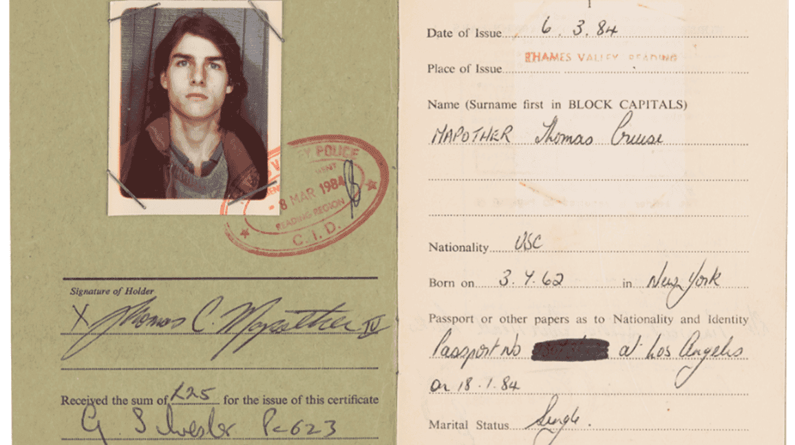 Cover Image for Document signed by Tom Cruise in his given name sells for $13,288