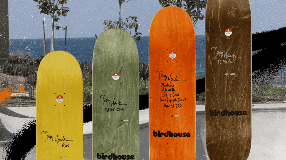 Cover Image for Tony Hawk-signed skateboards, prints drop at Upper Deck