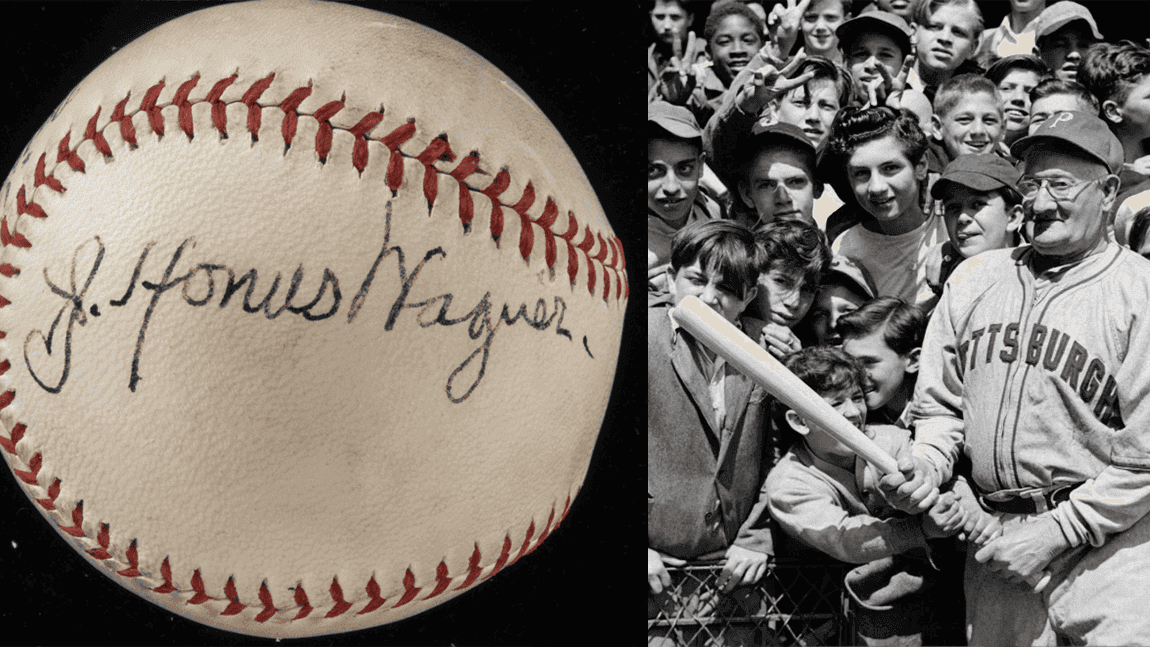 Cover Image for Honus Wagner-signed baseball sells for near-record $123,375
